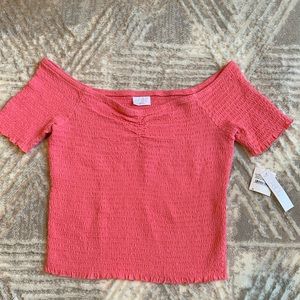 NWT Smocked Off-the-Shoulder Crop Top